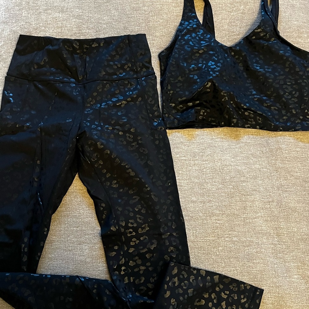 Black Leopard Print Activewear Set